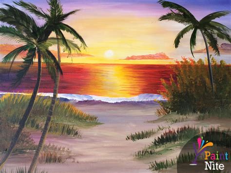 Paint Nite Keglers Den 01282015 Sunset Painting Beach Painting