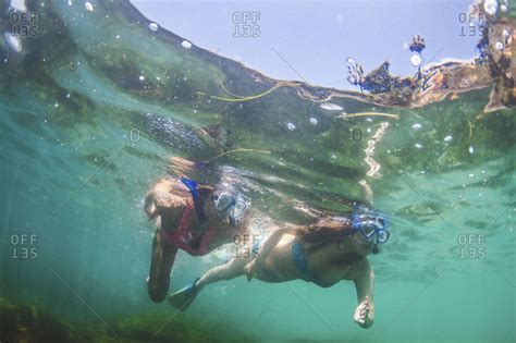 Snorkelers Near Divers Cove In Laguna Beach California Stock Photo