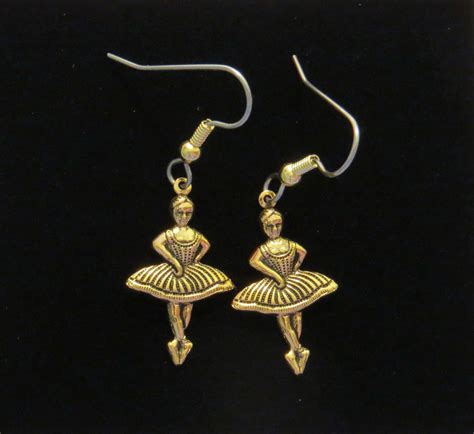 Ballet Dancer Earrings Karat Gold Plate Ballerina Dancers Etsy