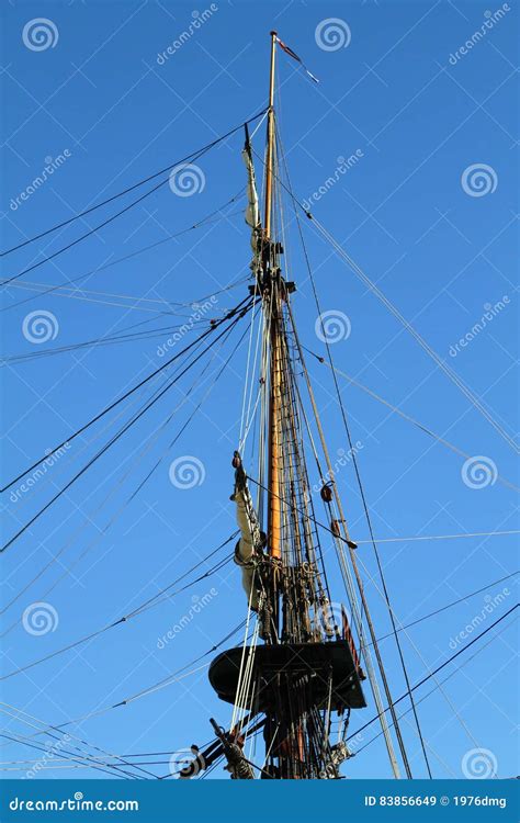 Main Mast Of Passenger Ship With Navigation Equipment Royalty Free