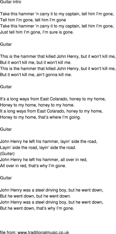Old Time Song Lyrics Spike Drivers Blues