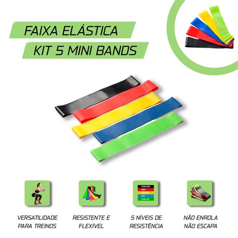 Kit 5 Faixa Elastica Treino Ginastica Pilates E Fisioterapia Shopee