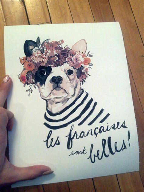 French Flower Crown Dog Art Dog Illustration