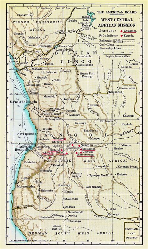Detailed Old Map Of Angola With Relief Railroads And Cities Angola