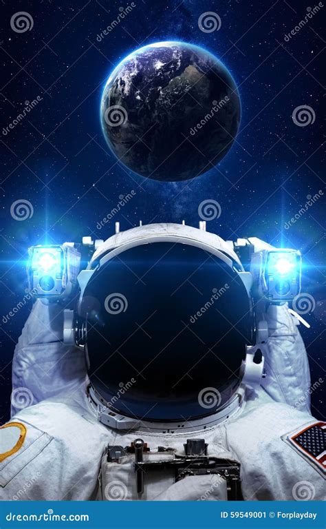 Astronaut In Outer Space Against The Backdrop Of Stock Image Image Of