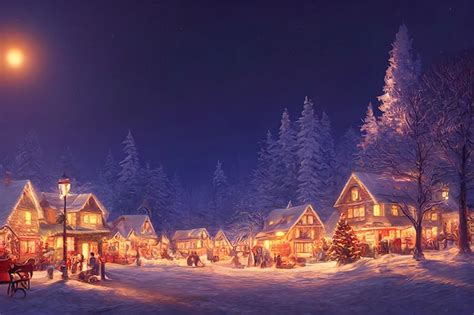 Premium Photo A Beautiful Christmas Village In The Mountains Winter