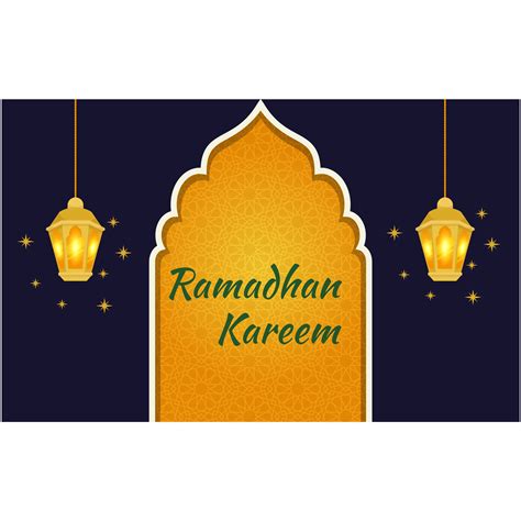 Ramadan Kareem Poster Calligraphy With Hanging Lanterns Download Png
