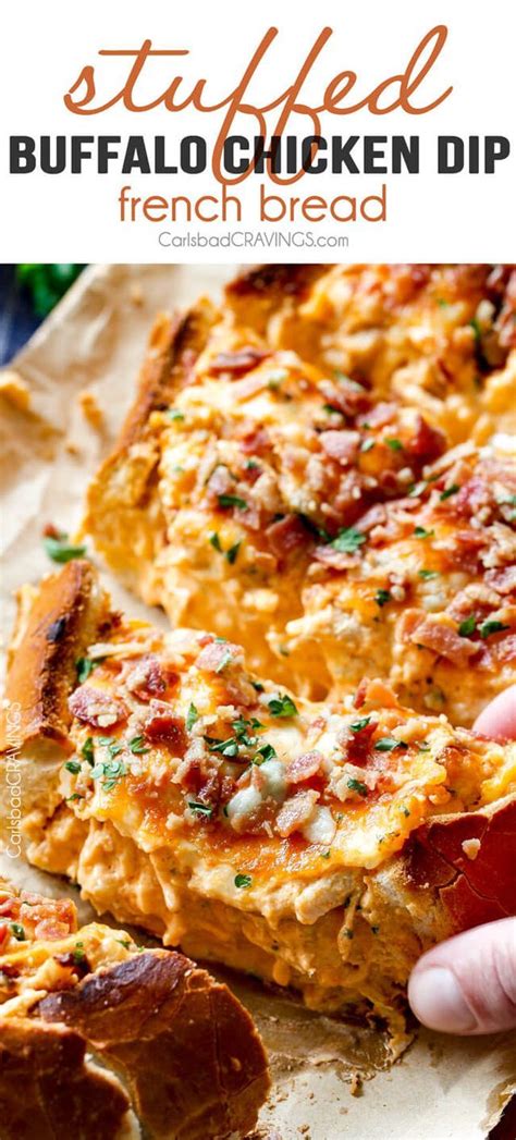buffalo chicken dip stuffed french bread carlsbad cravings football party food party food