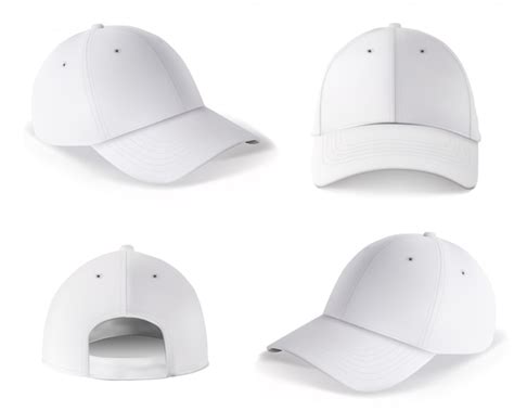 premium vector baseball cap blank white cap front and back side design isolated realistic