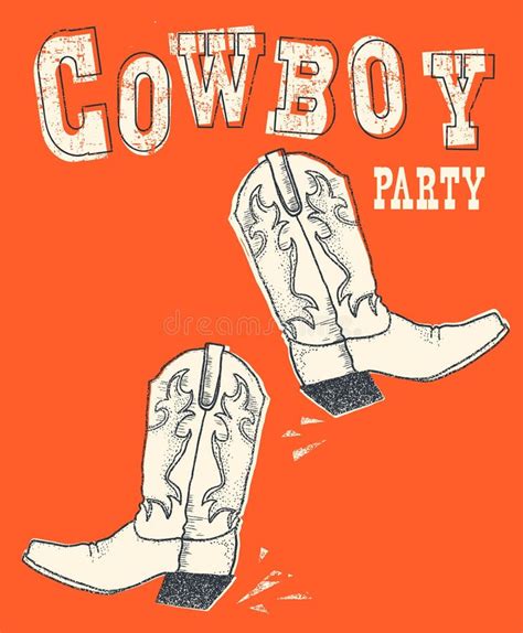Cowboy Bootvector Hand Drawn Graphic Illustration Stock Vector