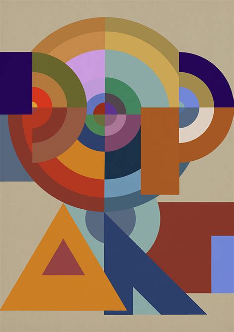 Pop Art Bauhaus Abstract Graphic Composition Painting By Big Fat Arts