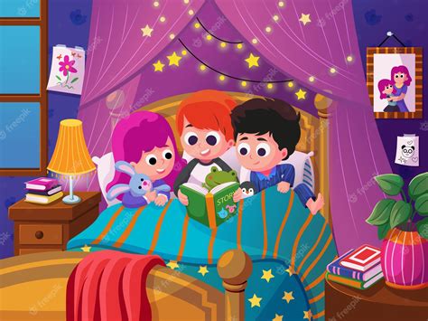 Premium Vector Cute Illustration Of A Boy Reading A Bedtime Story