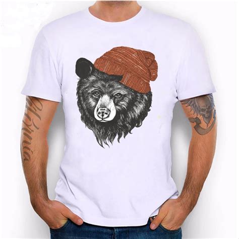 Summer Design Bear Cool T Shirt Men Hip Hop Funny Tumblr Animal Tshirt