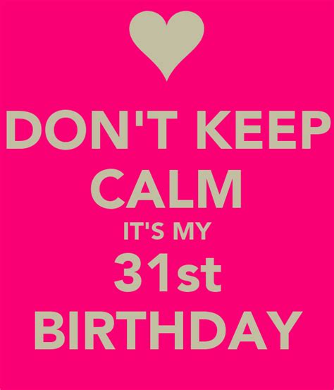 Dont Keep Calm Its My 31st Birthday Keep Calm And Carry On Image