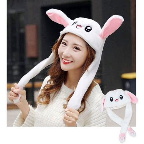 Korea Certified Fancy Jumping Rabbit Ear Hat Bunny Cap Airbag Movable