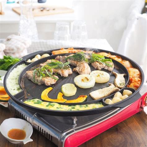 Made of double layers of aluminum, the hot grill pan evenly heats up. Korean Barbecue Grill Non-stick BBQ Pan Stovetop Grills ...