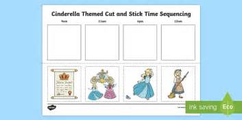 Cinderella Themed Cut And Stick Time Sequencing Worksheet Worksheet