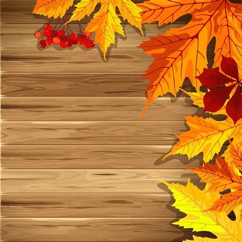Wooden Fall Background With Leaves Tła