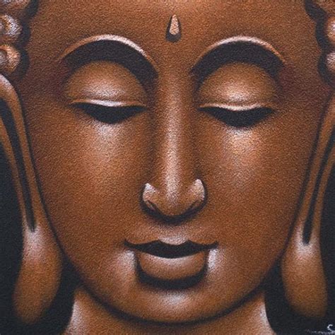 Buddha Canvas Painting Copper Hand Painted Art With Sand Finish