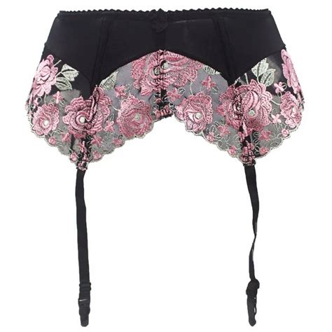 embroidery garters plus size xxl garters belts metal buckles sexy women belt for stockings