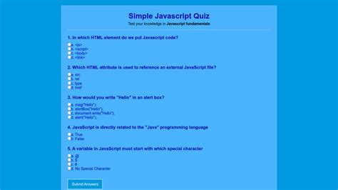 Simple Javascript Quiz