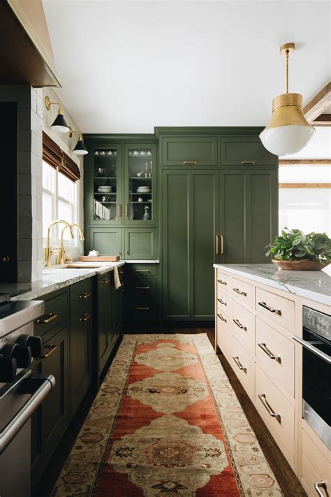 Green Painted Kitchen Cabinets