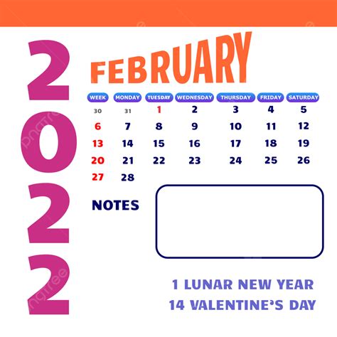 February 2022 Calendar Clipart Kids