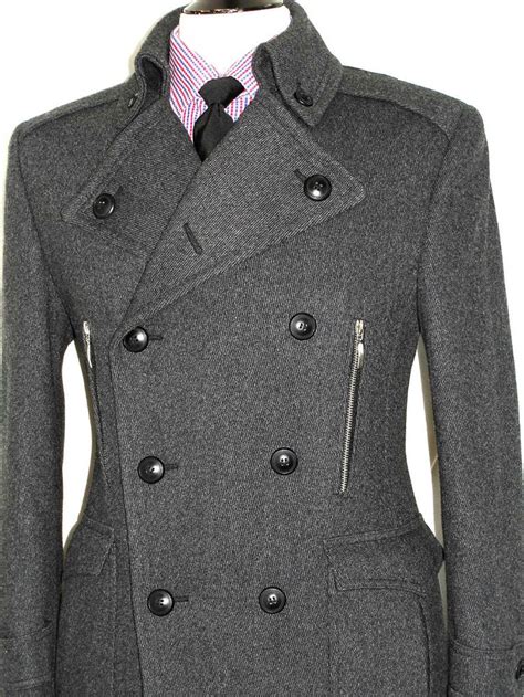 Mens William Hunt Savile Row Herringbone Suit Peacoat Overcoat Jacket