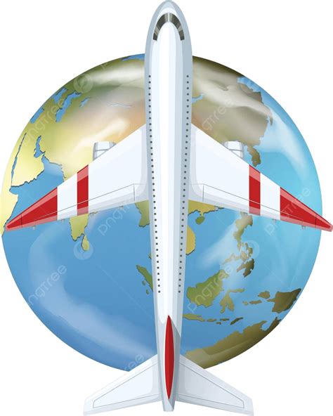 Airplane Flying Over The World Clip Art Travel International Flight