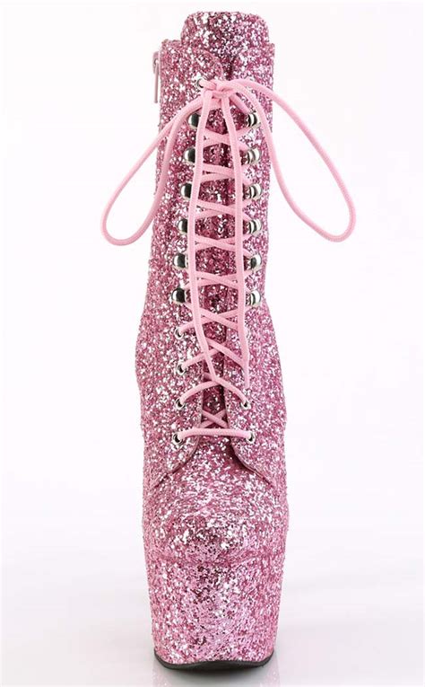 Adore 1020gwr Baby Pink Glitter Ankle Boots Pleaser Australia
