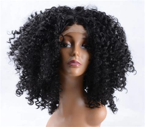 afro kinky curly lace front wig for black woman glueless long natural