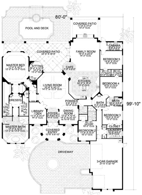 Mediterranean Style House Plan 5 Beds 45 Baths 4355 Sqft Plan 420