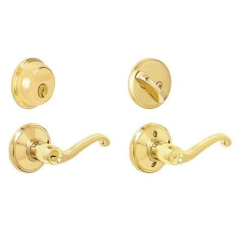 Schlage Flair Bright Brass Single Cylinder Deadbolt And Keyed Entry