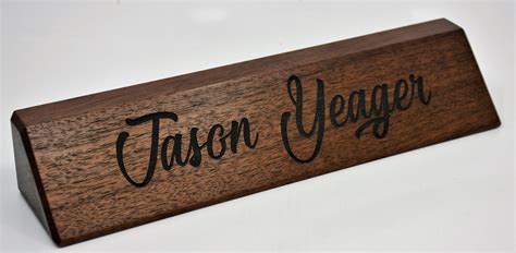 Engraved Wooden Desk Name Plates 10 Inch Solid Walnut Wood Etsy