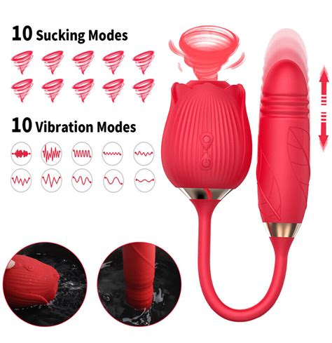 Rose Thrusting Vibrator Clit Sucking Dildo Tongue G Spot Massager Female Sex Toy 734779828809 Ebay