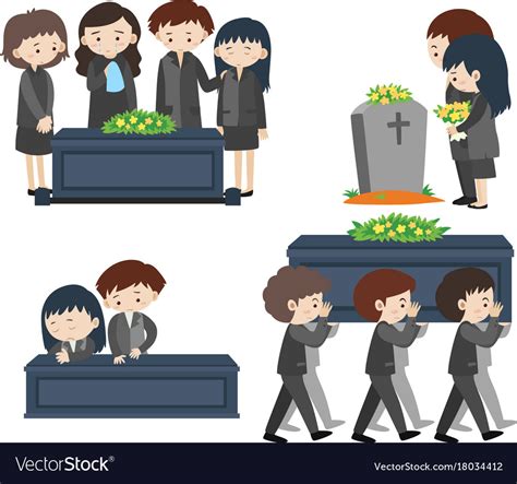 Sad People At Funeral Royalty Free Vector Image