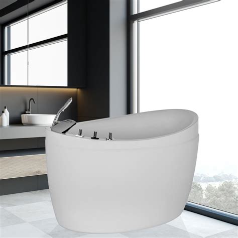 Empava Japanese Style 48 In Acrylic Flatbottom Air Bath Freestanding Bathtub Deep Soaking Tub