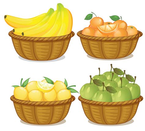 A Set Of Fruit In Basket 432731 Vector Art At Vecteezy