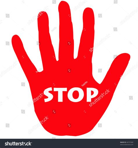 Red Hand Illustration Stop Sign Stock Illustration 66757468 Shutterstock