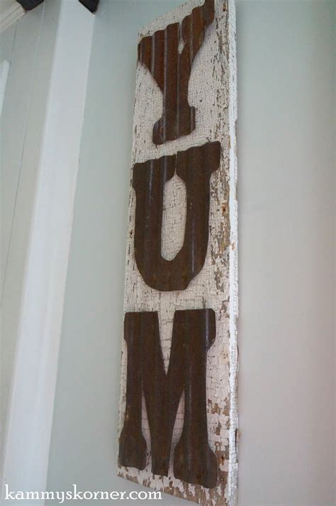 Kammys Korner Rustic Tin Letters On Salvaged Wood From Our Home