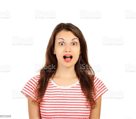 Surprised Happy Young Woman Looking Sideways In Excitement Emotional