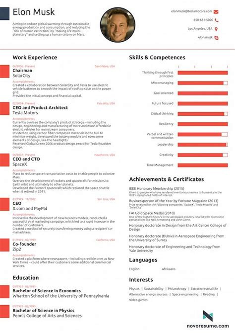 You'll find a great cv layout regardless of how much experience you have. Résumé For Elon Musk, Founder Of Tesla Motors & SpaceX ...