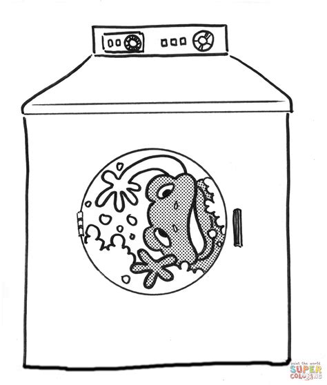 Colour in the washing machine in bold colors. Frog in the washing machine coloring page | Free Printable ...