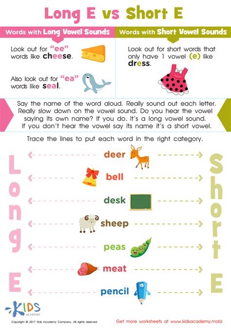 Long And Short Vowel E Spelling Worksheet Free Printable For Kids