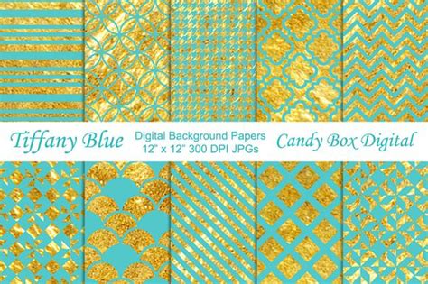Check Out Tiffany Blue N Gold Background Paper By Candy Box Digital On