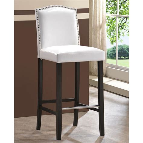 The stylewell scottsbury ivory wood counter stool with slat back and honey seat (set of 2) (19.14 in. Baxton Studio Libra White Faux Leather Upholstered 2-Piece ...