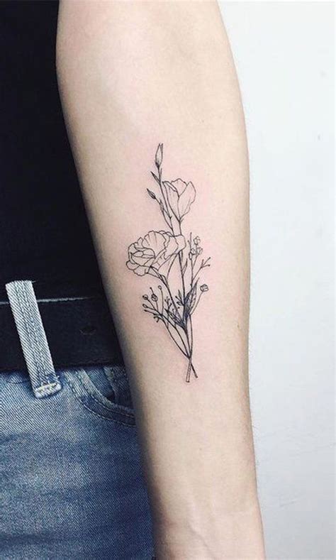 Eenvoudige Zwarte Wild Rose Kleine Onderarm Tattoo Ideeën Voor Vrouwen