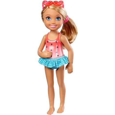 Barbie club chelsea doll and swing set playset with 2 swings and slide, plus teddy bear figure, gift for 3 to 7. Barbie Club Swimming Chelsea Doll - Walmart.com - Walmart.com