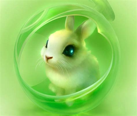 Resultado De Imagem Para Anime Green Rabbit Pet Anime Anime Animals