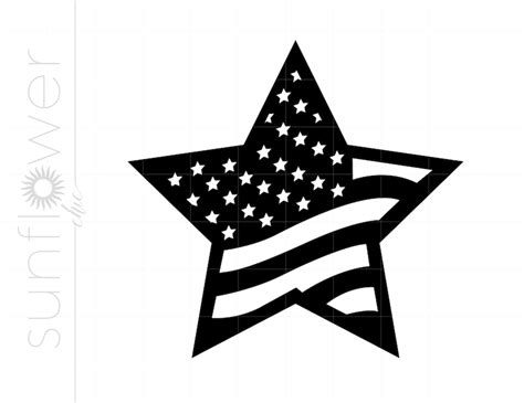 Us Flag Star Svg Clipart Us Flag Star Silhouette Cut File Etsy